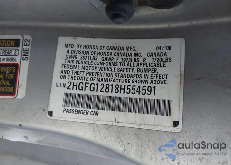 2008 Honda Civic Ex from USA, damaged, VIN 2HGFG12818H554591